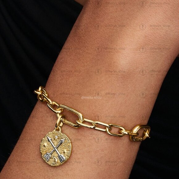 Pandora Crossing Arrows Medallion Charm|Pendant|Two-tone - Picture 2 of 2